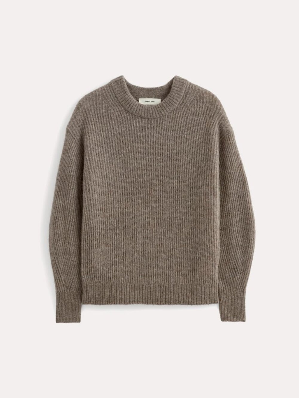 Everlane Women's Cocoon Crew Neck in Alpaca Sweater in Taupe Melange, Size Large